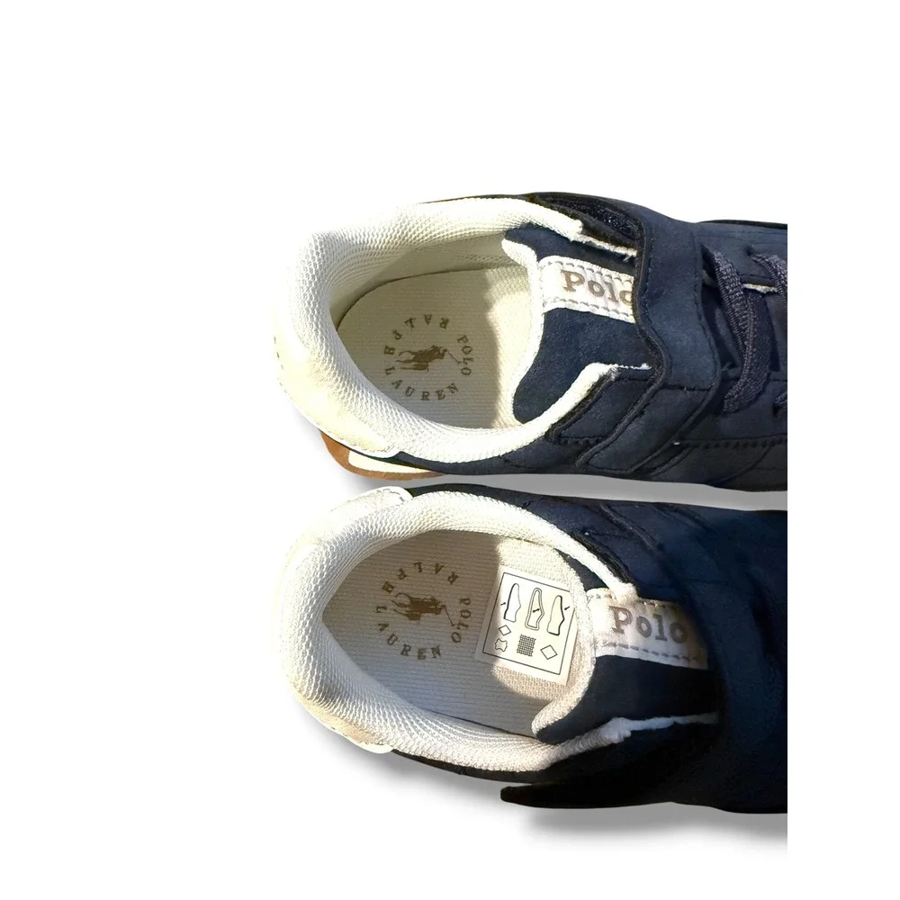 Polo Ralph Lauren Train 85 Sneaker Toddler 10 Navy Blue Suede‎ Hook & Loop NEW